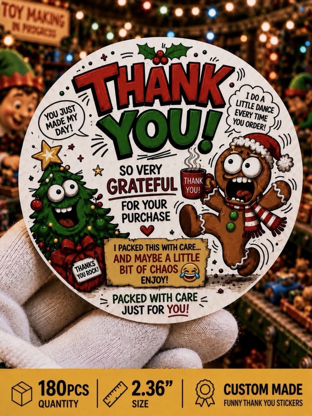 180PC Funny Thank You Stickers